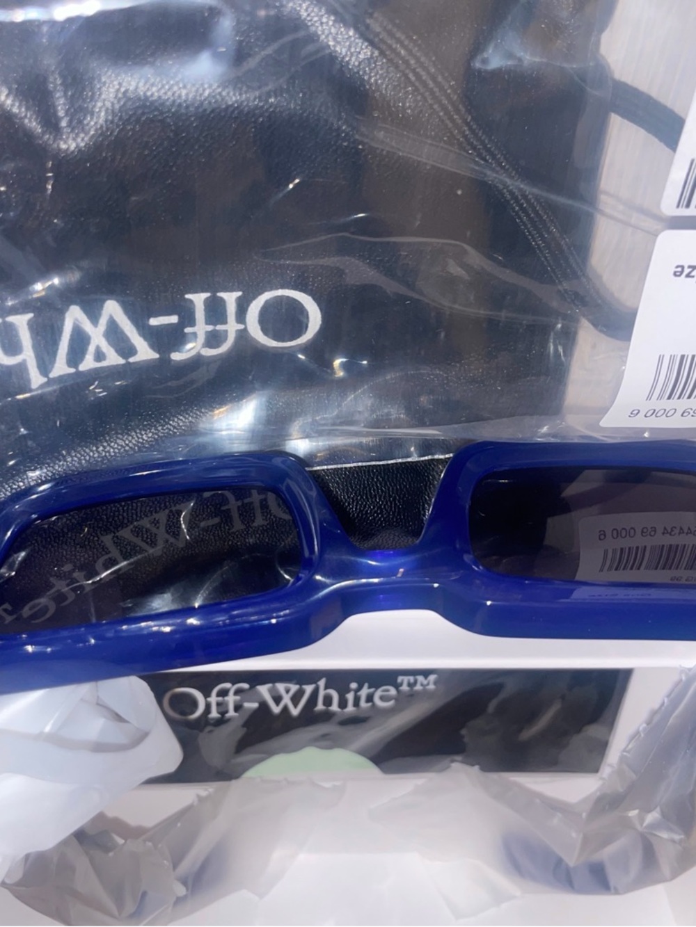 Off-White Deep Blue Rectangular Sunglasses